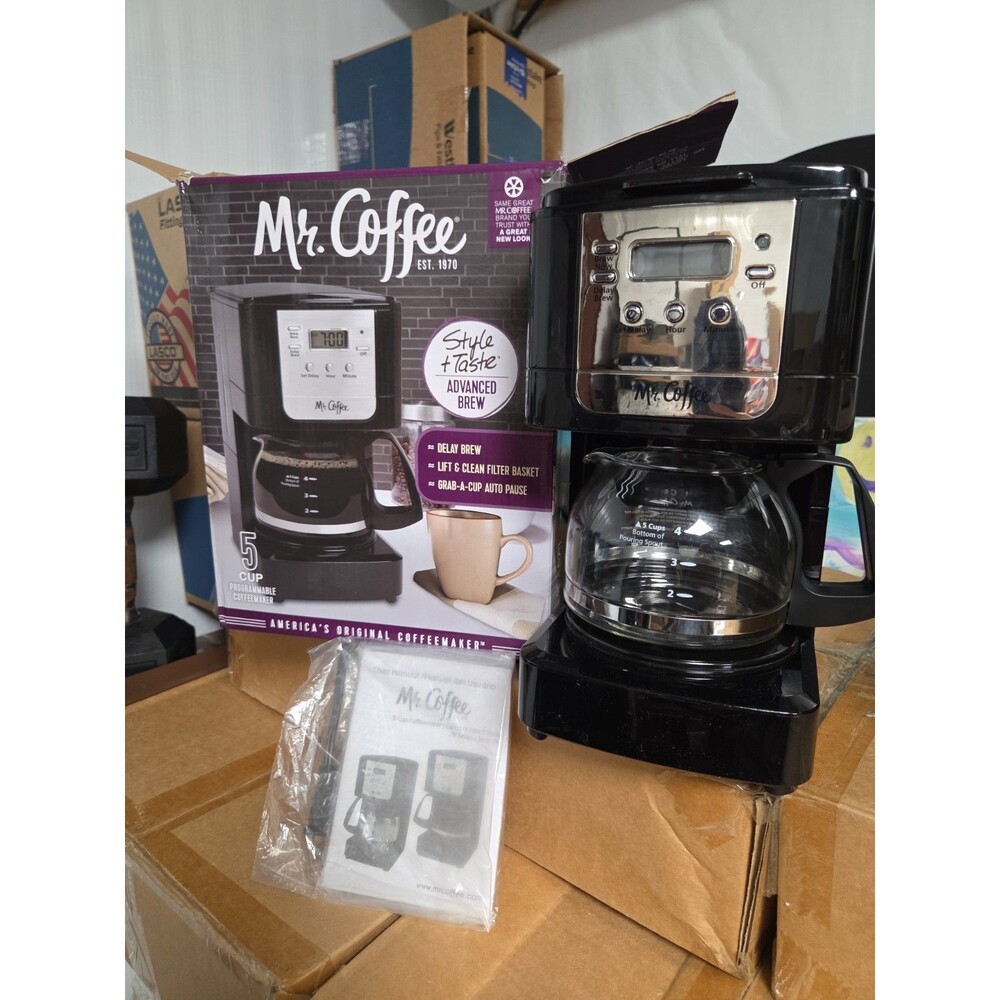 Mr. Coffee Advanced Brew 5-Cup Programmable Maker Black/Chrome
